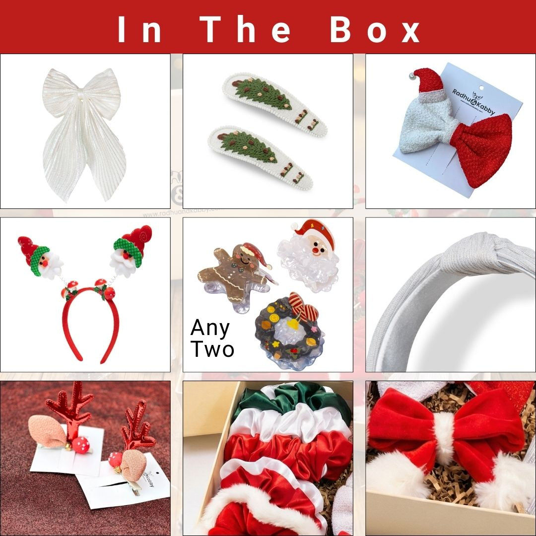 Radhu & Kabby Christmas Special Hair Accessories Box | Kids & Women Festive Styling Set