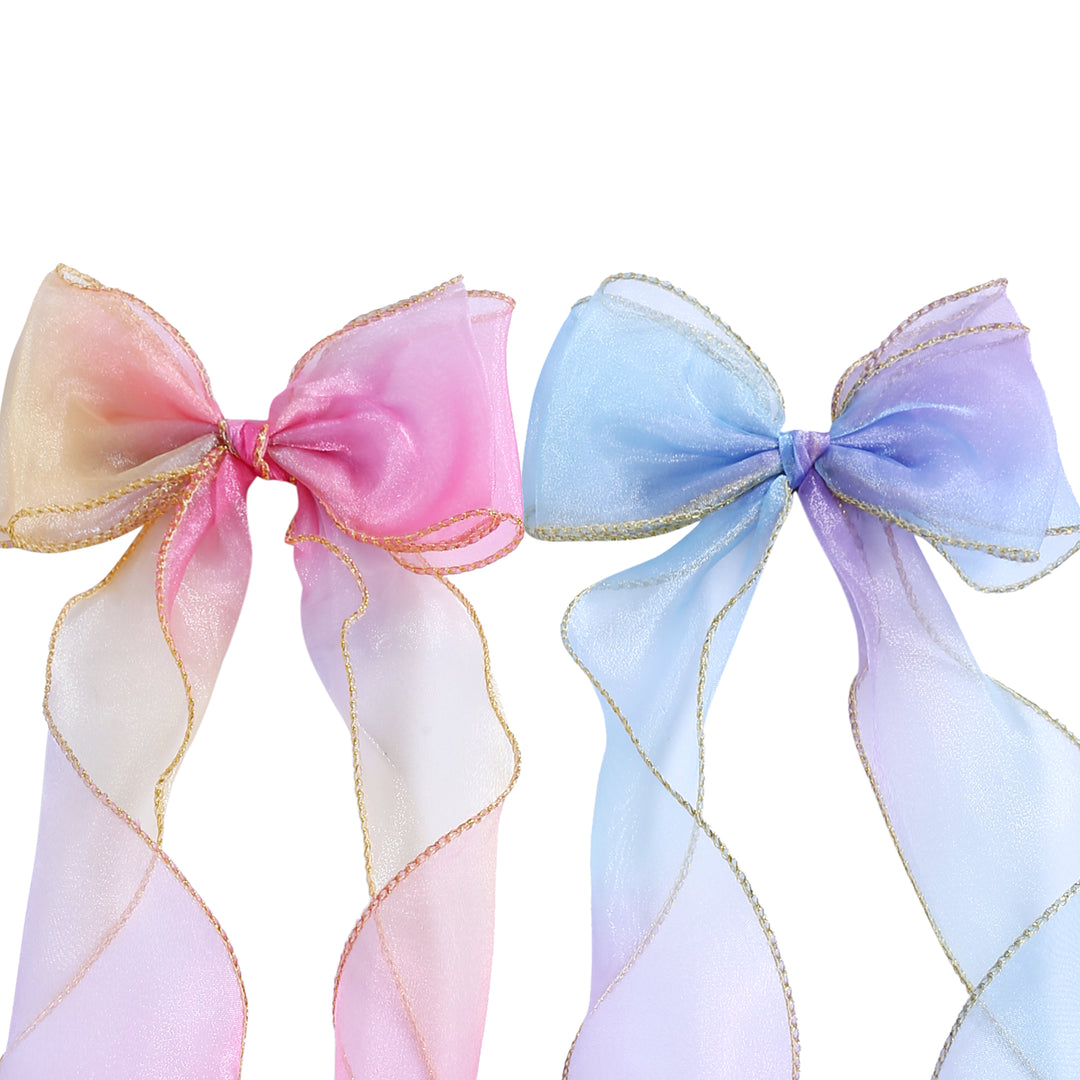 Hair Bow Clips Long Ribbon  Perfect for Any Occasion Set of 2