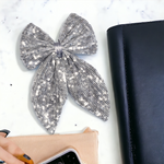 Load image into Gallery viewer, Trendy Hair Bow Clip for Women &amp; Girls Silver Colour Pack of 1