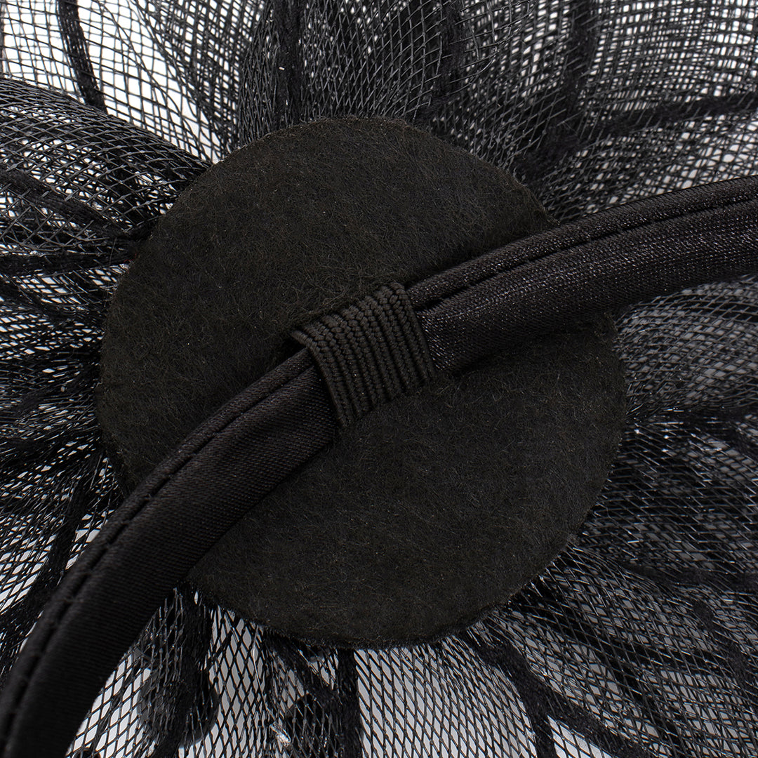 Radhu & Kabby Fascinator Hat for Girls/Women | Set of 1 Black Hat with Pearl Design | Includes Alligator Clip & Headband