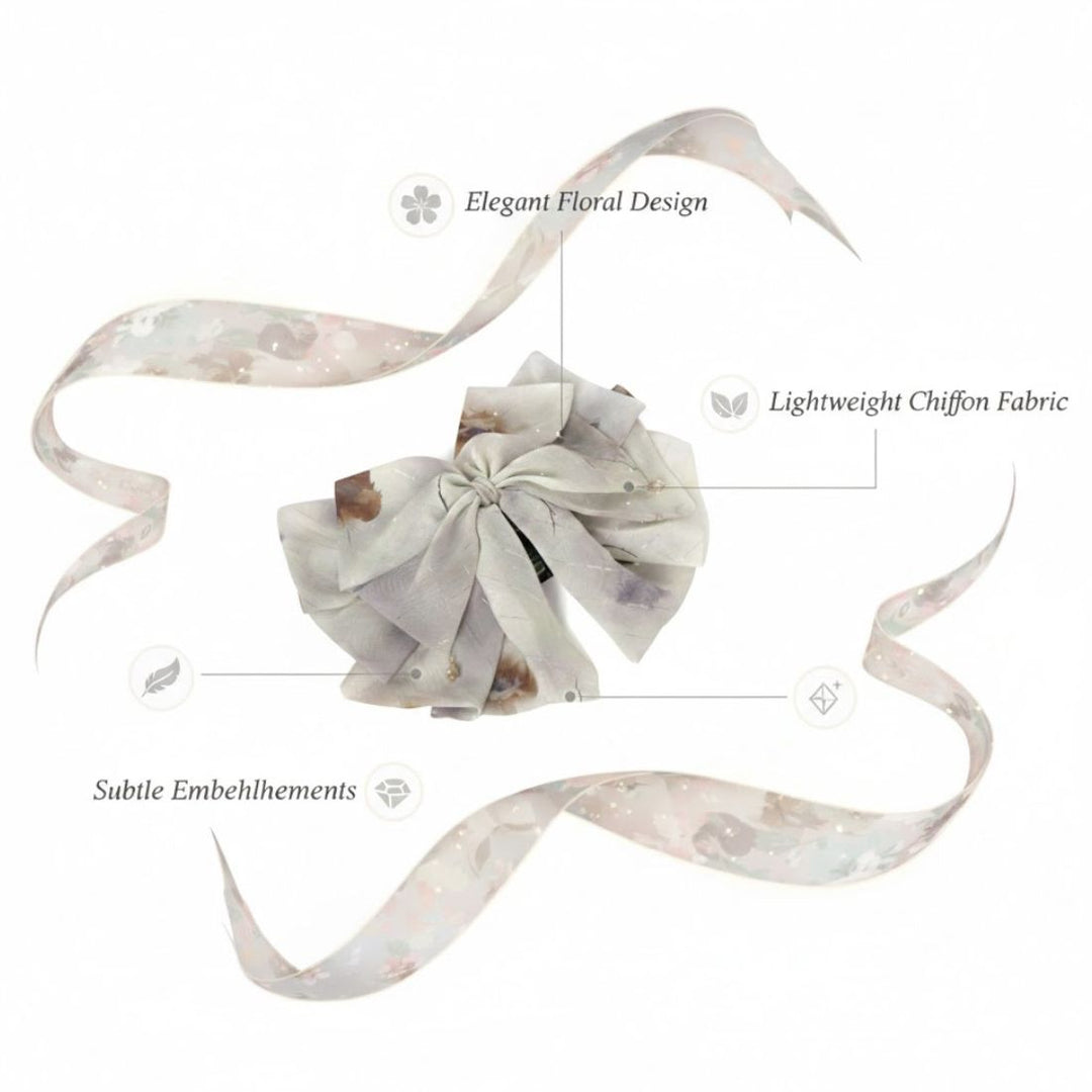 Radhu & Kabby Elegant Fabric Hair Claw Clip with Soft Abstract Print for Girl & Women