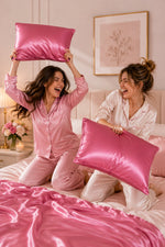 Load image into Gallery viewer, Radhu &amp; Kabby Satin Pillow Covers with 3 Satin Scrunchies | Best for Hair, Skin &amp; Beauty Sleep with Zipper Closure | Standard Size 72 x 48 cm