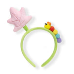 Load image into Gallery viewer, Plush Kids Hairband with Rainbow Caterpillar &amp; Pink Flower Design
