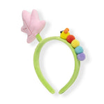 Load image into Gallery viewer, Plush Kids Hairband with Rainbow Caterpillar &amp; Pink Flower Design
