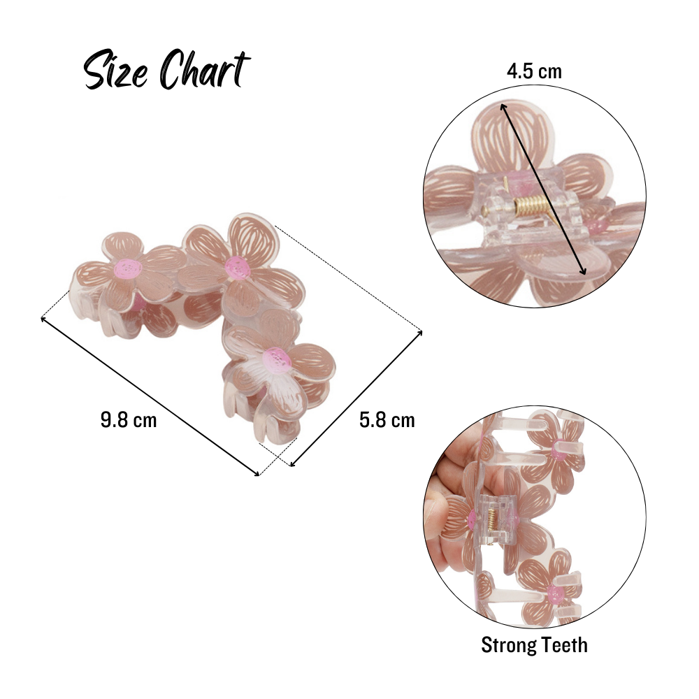 Flower Design Hair Claw Clips – Medium Size Pastel Clips Set of 3