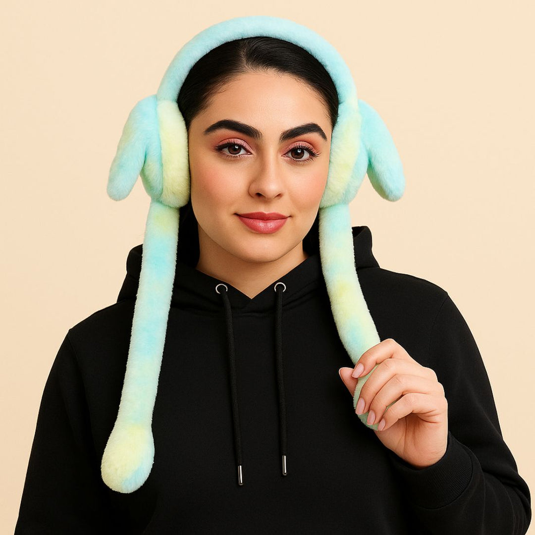 Radhu & Kabby Plush Bunny Ear Muff | Soft Winter Ear Warmer with Long Fluffy Ears | Pack of 1