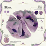 Load image into Gallery viewer, Radhu &amp; Kabby Women’s Lavender Printed Fabric Hair Bow Claw Clip with Bead Detailing | Trendy Hair Accessory