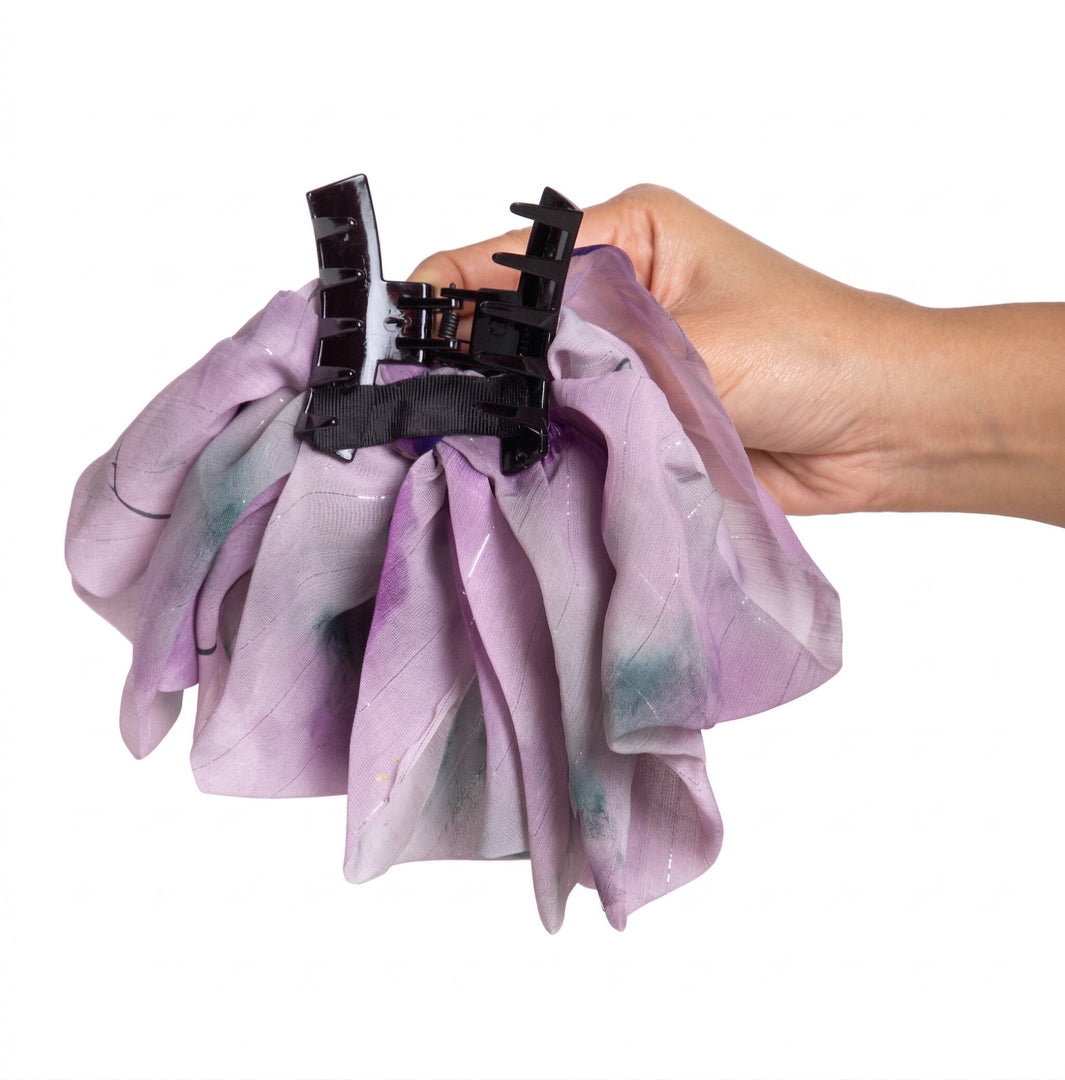 Radhu & Kabby Women’s Lavender Printed Fabric Hair Bow Claw Clip with Bead Detailing | Trendy Hair Accessory