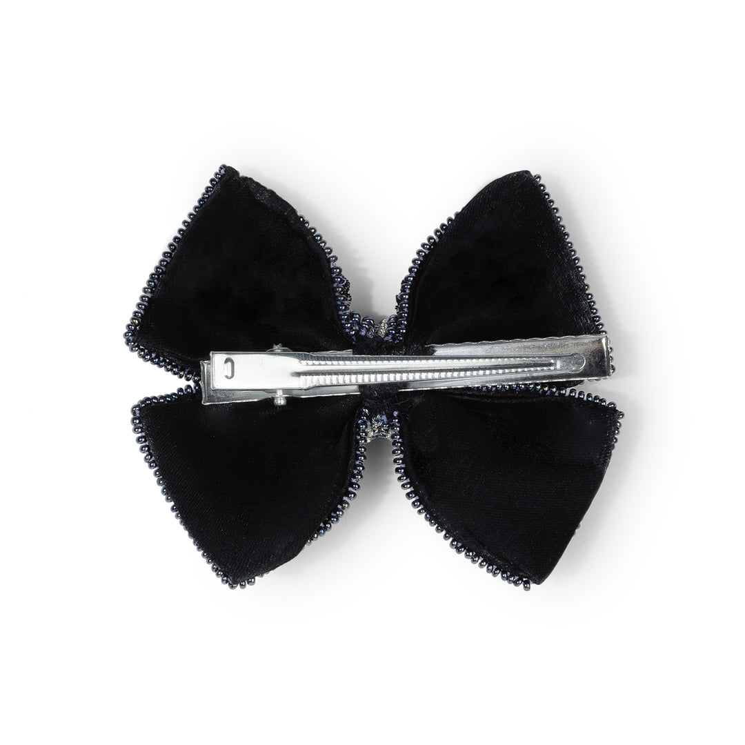 Handmade Black Embellished Hair Bow for Girls & Women