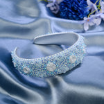 Load image into Gallery viewer, Hairband with Blue Embellishments for Girls &amp; Women
