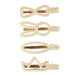 Load image into Gallery viewer, Pearl Hair Clips - Stylish Bow &amp; Crown Hairpins Set of 4
