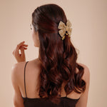 Load image into Gallery viewer, Handmade Golden Embellished Hair Bow for Girls &amp; Women
