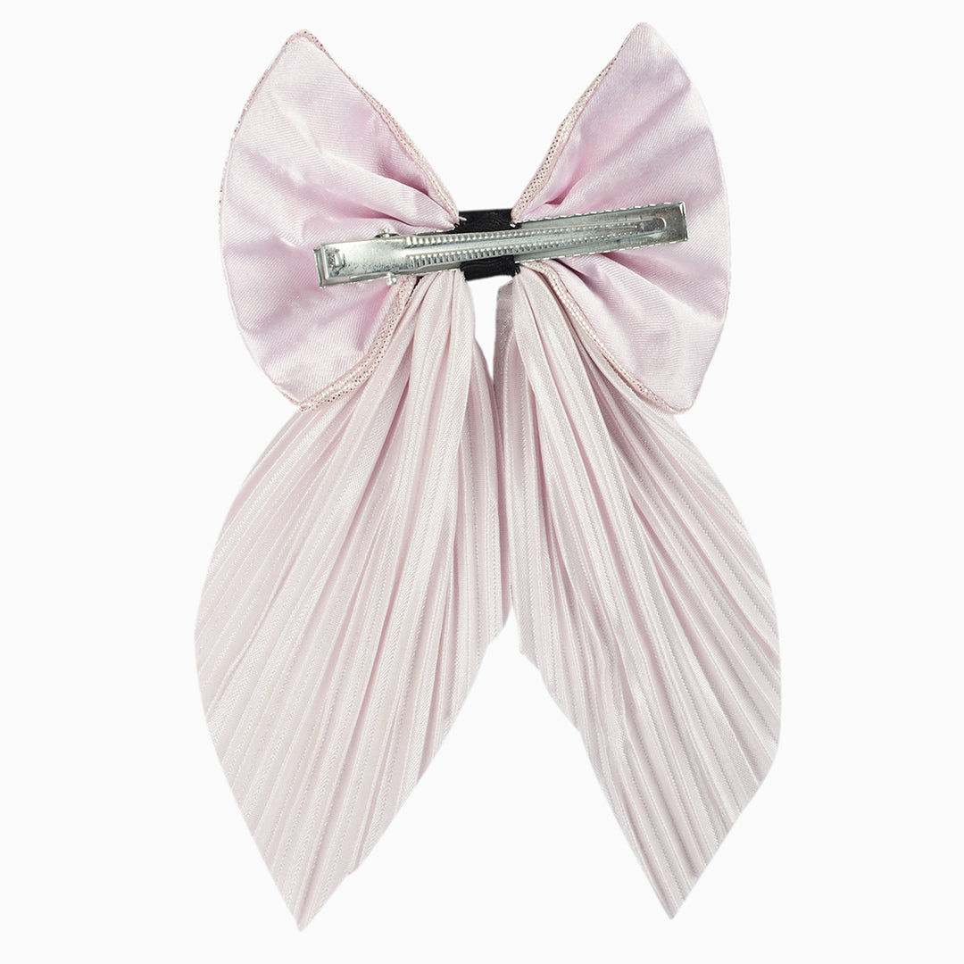 Hair Bowclip – Baby Pink Pleated Design for Girls & Women