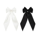 Load image into Gallery viewer, Satin Hair Bow Clips Black &amp; White Set of 2
