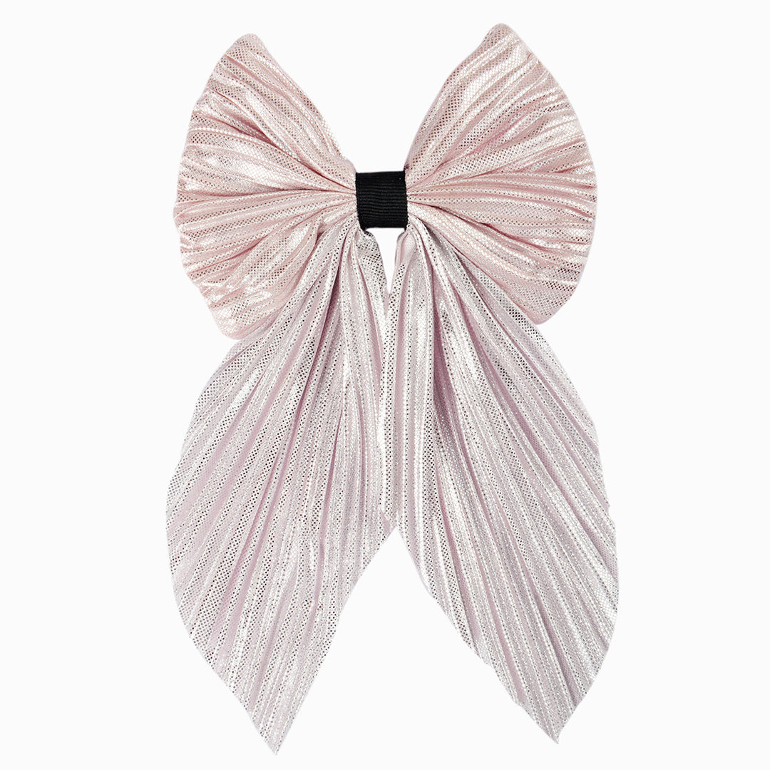 Hair Bowclip – Baby Pink Pleated Design for Girls & Women