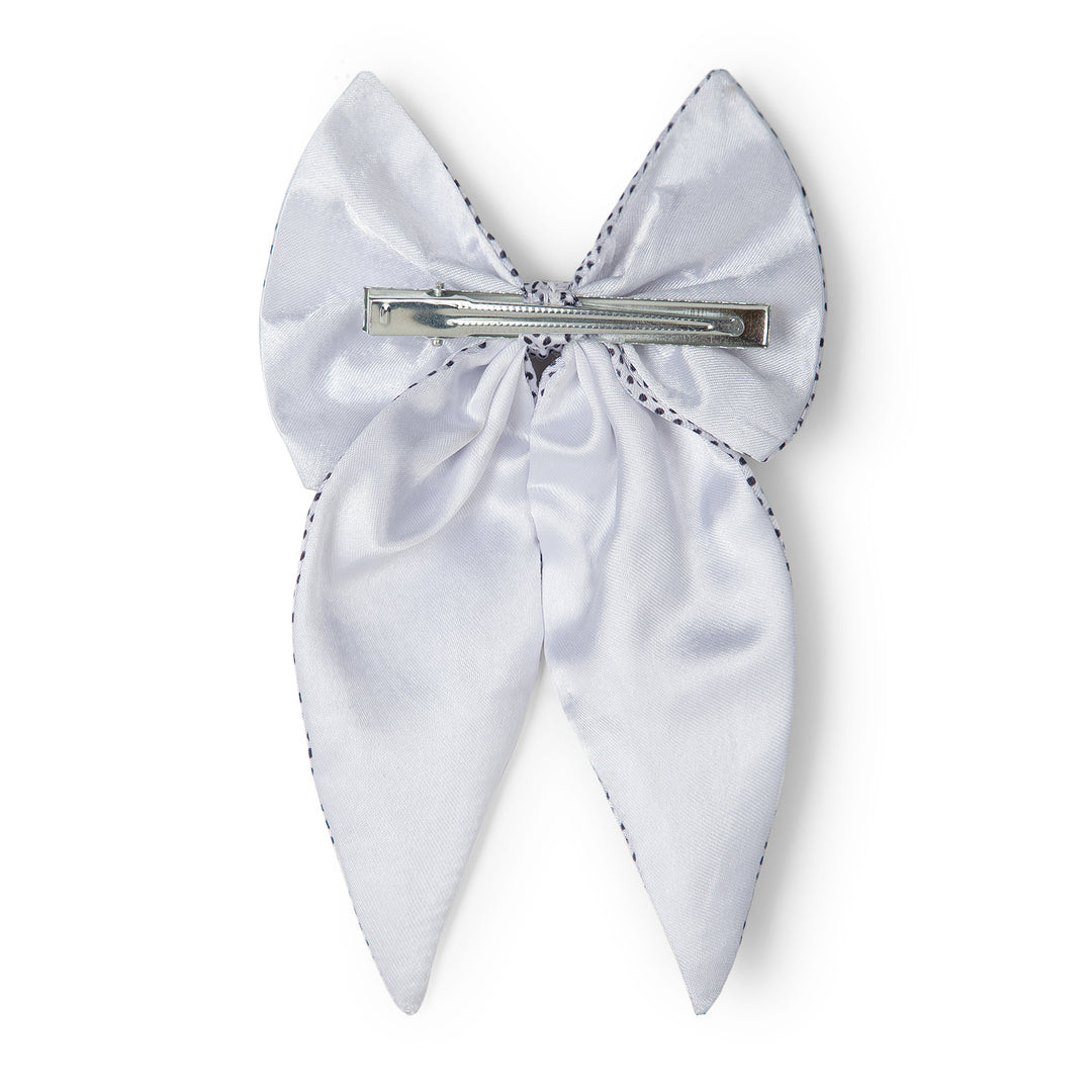 Trendy Satin Hair Bow for Women Black & White Colour Set of 2