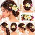 Load image into Gallery viewer, Radhu &amp; Kabby Ivory Blossom Flower Hair Comb for Women | Elegant Floral Hair Accessory for Bun Updo Party &amp; Festive Looks