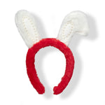 Load image into Gallery viewer, Bunny Ears Headband Red &amp; White with Pearls 1 Pcs
