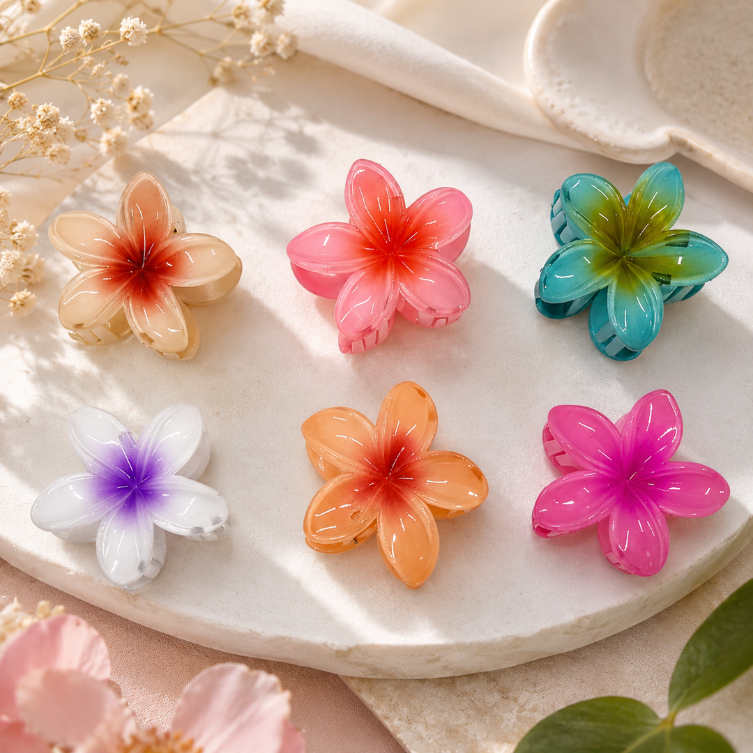 Radhu & Kabby Floral Pastel Hair Claw Clip for Women/Girls | Pack of 6 Stylish Flower Design Hair Accessor