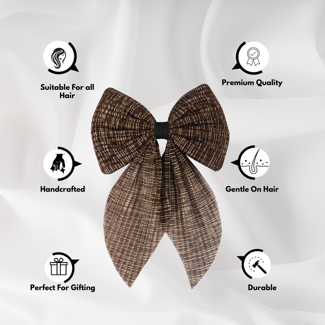 Hair Bow for Women Brown Colour Pack of 1