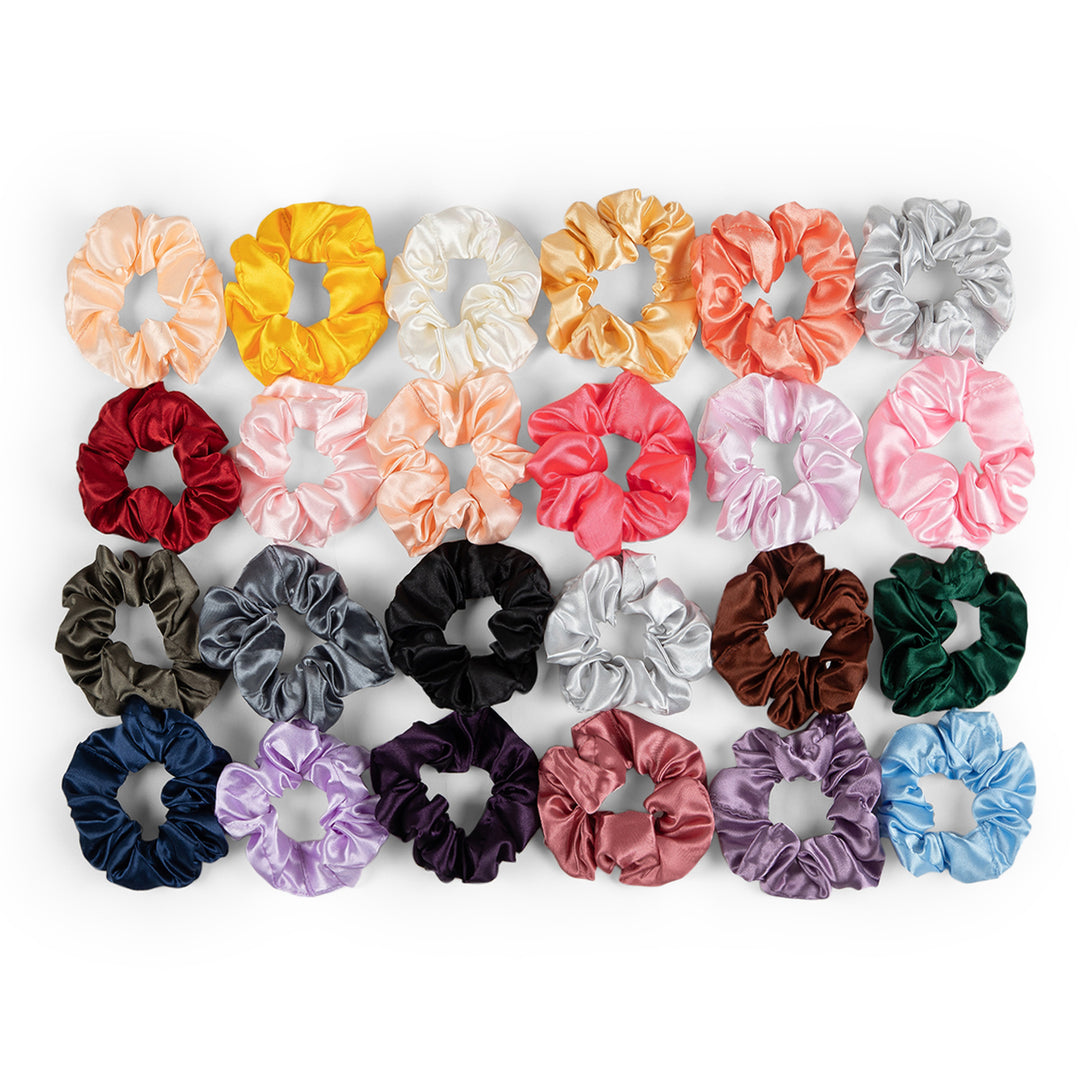 Hair Scrunchies For Women Set of 24 Colorful Satin Hair Accessories