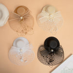 Load image into Gallery viewer, Radhu &amp; Kabby Elegant Lemon Fascinator Hat | Pearl &amp; Mesh Bow Hair Accessory for Girls/Women