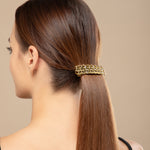 Load image into Gallery viewer, Elegant Metal Barrette Hair Clip - Silver Tone with Rhinestone Details 1 Piece
