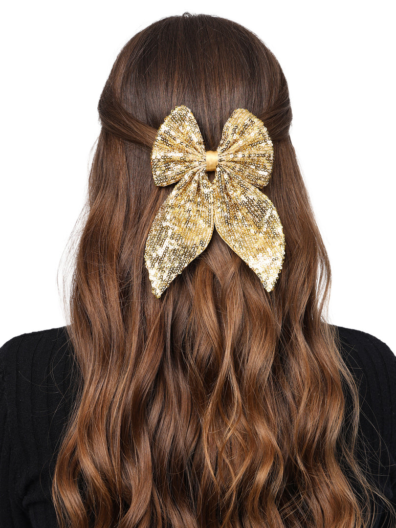 Trendy Golden Hair Bowclip for Girls & Women Pack of 1