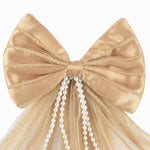 Load image into Gallery viewer, Net Hair Bow Clips with Pearl-Embellished Multi colour Set of 3
