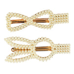 Load image into Gallery viewer, Pearl Hair Clips - Stylish Bow &amp; Crown Hairpins Set of 4
