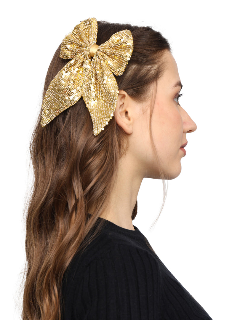 Trendy Golden Hair Bowclip for Girls & Women Pack of 1