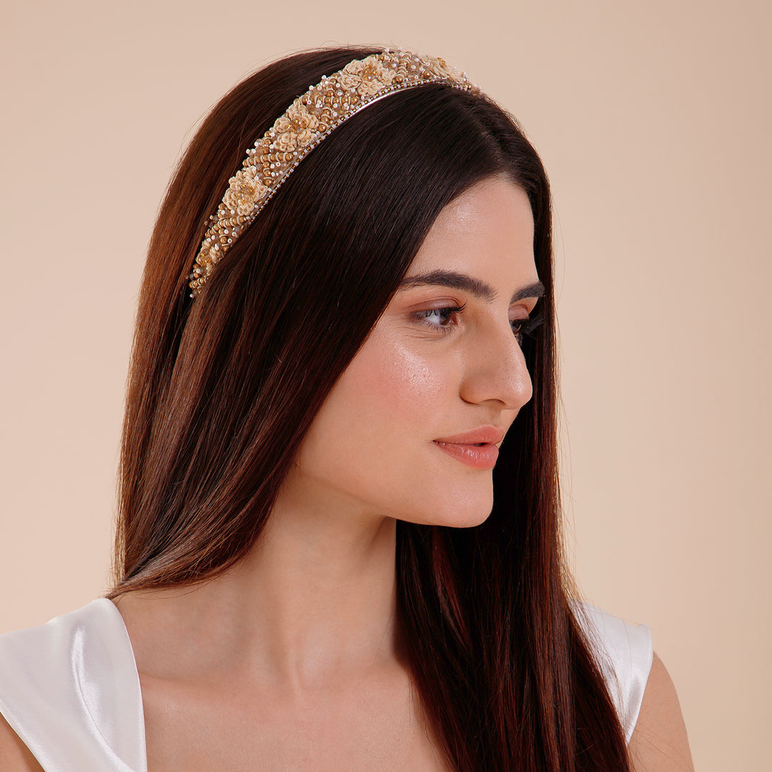 Golden Beaded Handmade Hairband