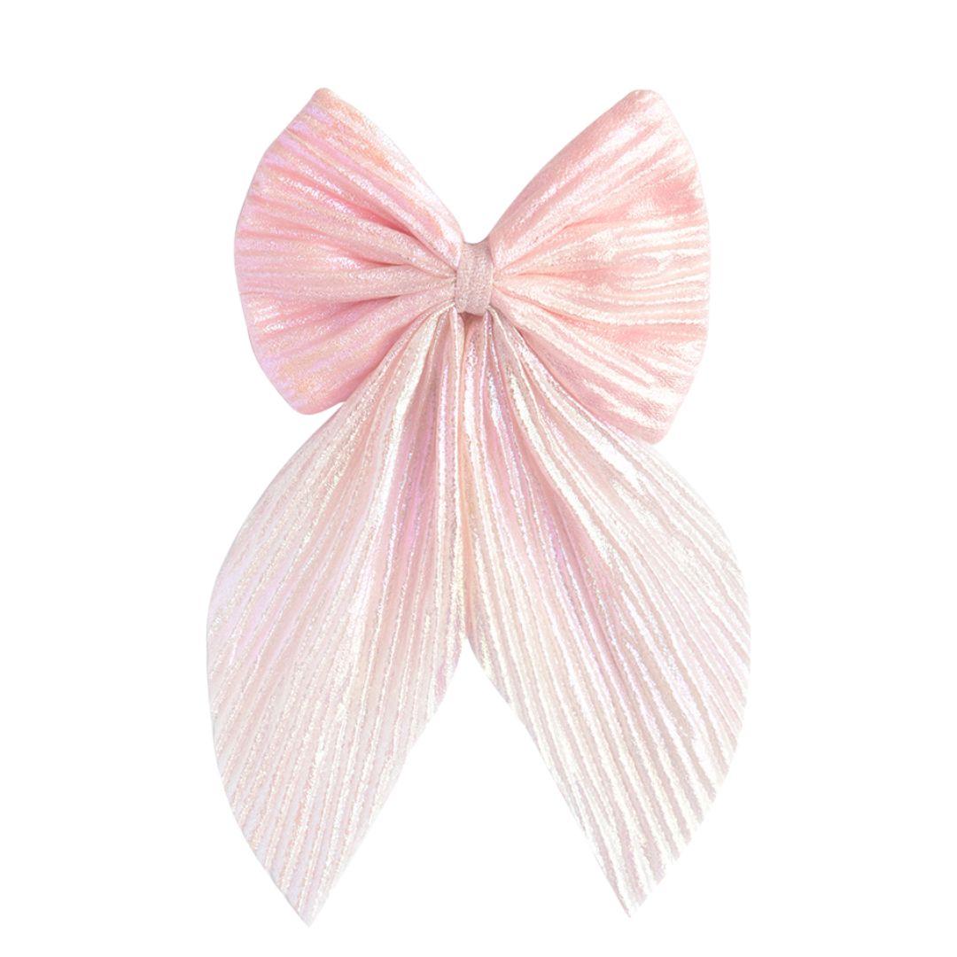 Pink Pleated Hair Bow Clip – Elegant Accessory for All Occasions Pack of 1