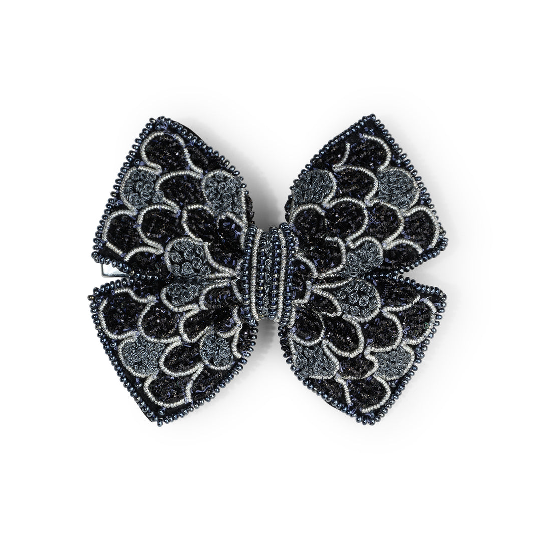 Handmade Black Embellished Hair Bow for Girls & Women