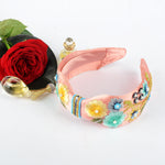 Load image into Gallery viewer, Peach Floral Embroidered Headband For Women &amp; Girls Pack of 1
