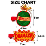 Load image into Gallery viewer, Sutli Bomb &amp; Dhamaka Embroidered Hair Clips – Set of 4