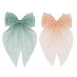 Load image into Gallery viewer, Hair Bows Clips for Women Light Green &amp; Peach Colour Set of 2
