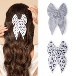 Load image into Gallery viewer, Trendy Satin Hair Bow for Women Black &amp; White Colour Set of 2
