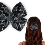 Load image into Gallery viewer, Handmade Black Embellished Hair Bow for Girls &amp; Women
