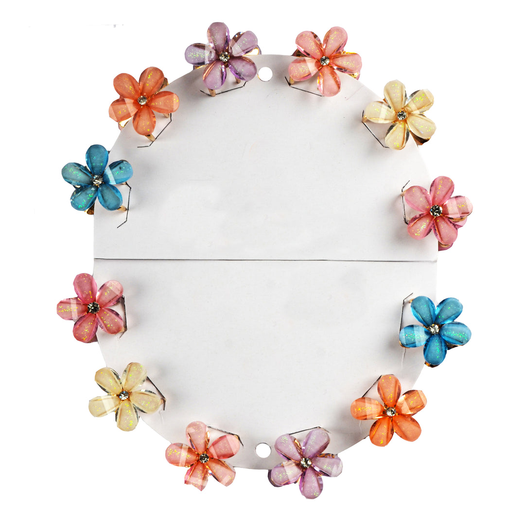 Colourful Floral Hair Clips - Stylish and Versatile Accessory Set of 12