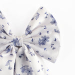 Load image into Gallery viewer, Satin Floral White Print Hair Bow Clip For Women &amp; Girls Set of 1
