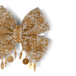 Load image into Gallery viewer, Handmade Golden Embellished Hair Bow for Girls &amp; Women
