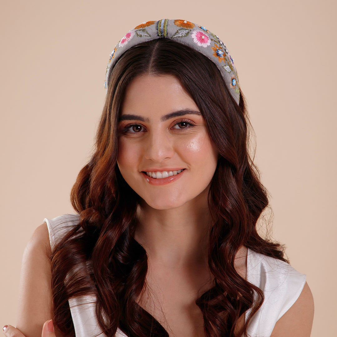 Handmade Floral Embroidered Hairband for Girls & Women