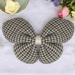 Load image into Gallery viewer, Radhu &amp; Kabby Fabric Butterfly Hair Clips for Girls &amp; Women | Set of 3 Elegant Neutral Soft Checkered Bows
