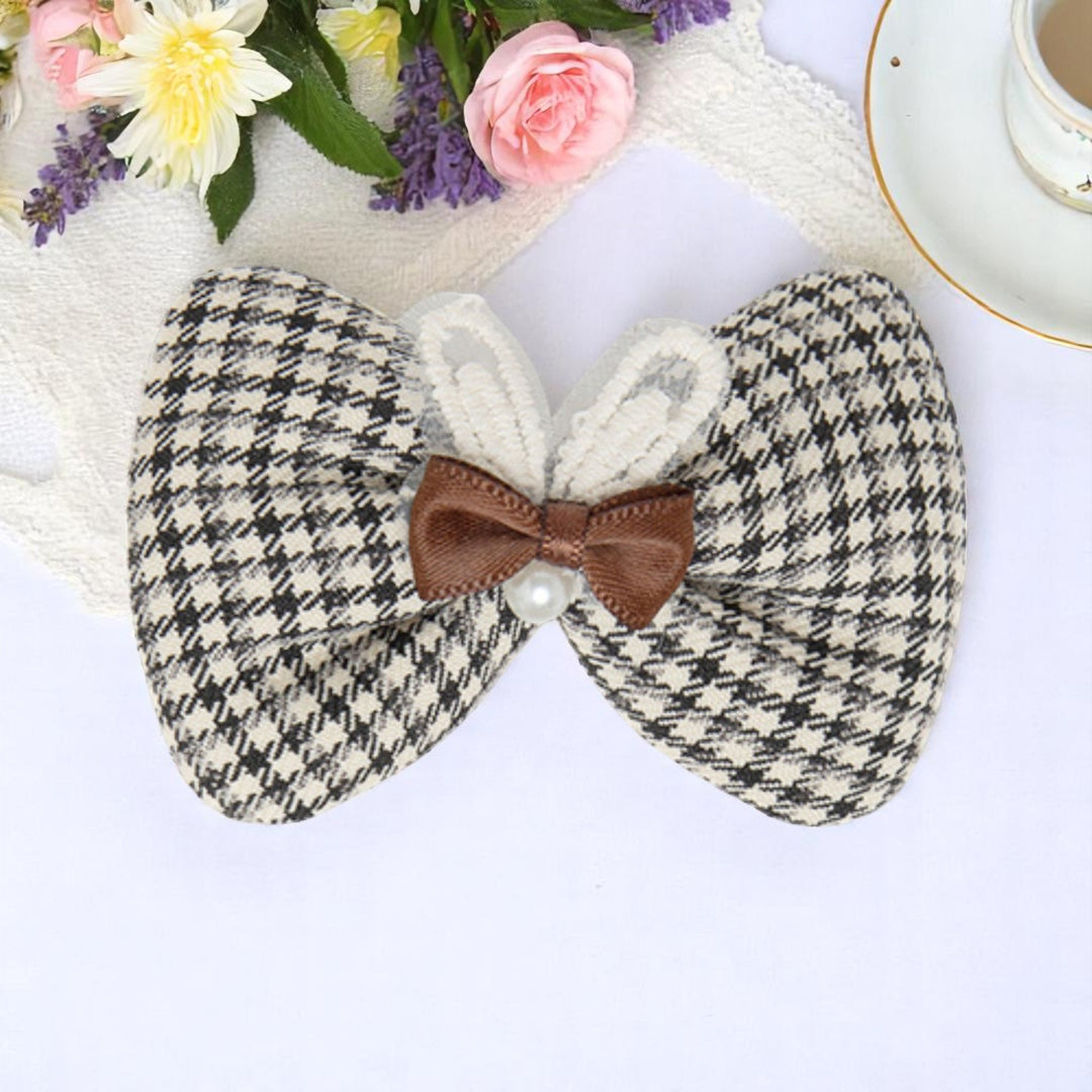 Radhu & Kabby Layered Bow Hair Clips for Girls & Women | Set of 3 Bows in Neutral Shades for Party & Daily Wear