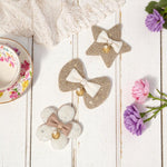 Load image into Gallery viewer, Radhu &amp; Kabby Decorative Hair Clips for Girls | Set of 3 in Different Shapes – Star, Bow &amp; Flower