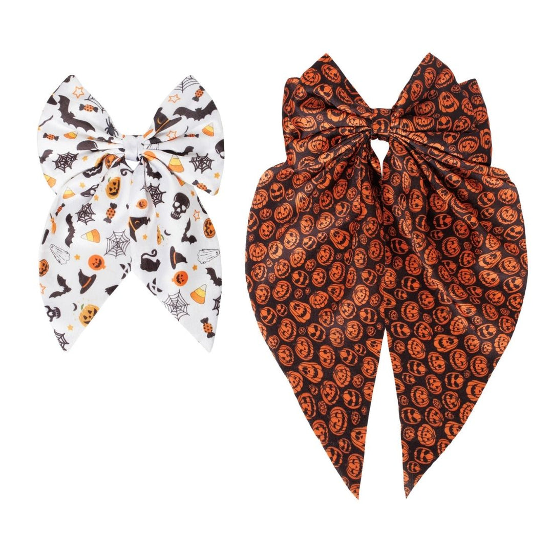 Radhu & Kabby Halloween Statement Hair Bow | Elegant Spooky & Pumpkin Printed Hair Accessories for Girls/Women