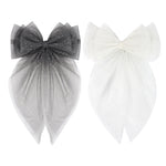 Load image into Gallery viewer, Hair Bow Pins for Girls White &amp; Black Set of 2
