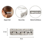 Load image into Gallery viewer, Silver Hair Barrette with Crystal Accents One Piece
