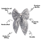 Load image into Gallery viewer, Trendy Hair Bow for Women/Girls Silver Colour 1 Pcs
